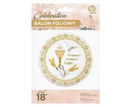 Balon foliowy okrągły Pierwsza Komunia Święta, 45 cm Godan