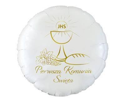 Balon foliowy okrągły Pierwsza Komunia Święta (kielich), 46 cm Godan Balon foliowy okrągły Pierwsza Komunia Święta (kielich), 46 cm Godan