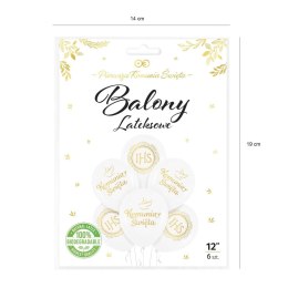 Balony Pierwsza Komunia Święta IHS 30cm, 6 szt. PartyPal