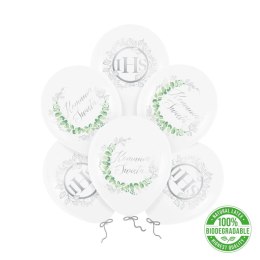 Balony Pierwsza Komunia Święta IHS, srebrne, 30cm, 6 szt. PartyPal
