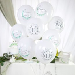 Balony Pierwsza Komunia Święta IHS, srebrne, 30cm, 6 szt. PartyPal