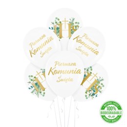 Balony Pierwsza Komunia Święta eukaliptus 30cm, 6 szt. PartyPal