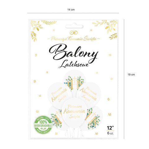 Balony Pierwsza Komunia Święta eukaliptus 30cm, 6 szt. PartyPal Balony Pierwsza Komunia Święta eukaliptus 30cm, 6 szt. PartyPal
