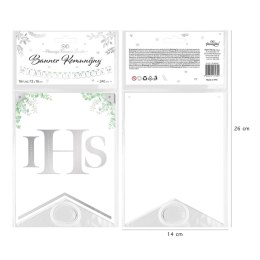 Baner komunijny I Komunia Święta Eukaliptus srebrny 240cm PartyPal