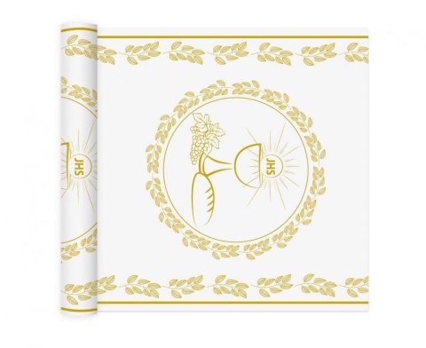 Bieżnik Komunia Święta biało-złoty 33 x 200cm BK-BKOM Bieżnik Komunia Święta biało-złoty 33 x 200cm BK-BKOM