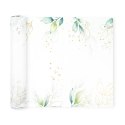 Bieżnik na stół liście ze złotym motywem roślinnym 275 x 28 cm PartyPal