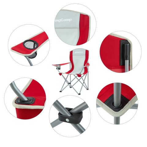 Krzesło na Plażę Biwak Wędkarskie Turystyczne Składane KING CAMP Red Grey Krzesło na Plażę Biwak Wędkarskie Turystyczne Składane KING CAMP Red Grey