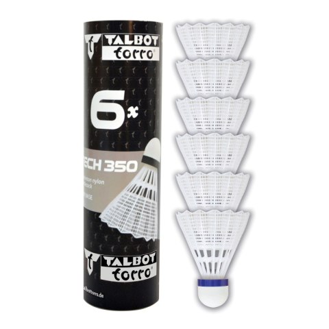Lotki do Badmintona Nylonowe Białe Wytrzymałe TALBOT TORRO MEDIUM 350 6 szt Lotki do Badmintona Nylonowe Białe Wytrzymałe TALBOT TORRO MEDIUM 350 6 szt