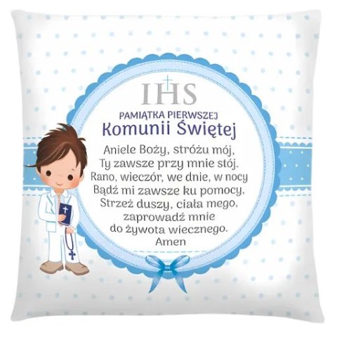 Poduszka Pamiątka I KOMUNII Świętej - Chłopiec Niebieski 3335-KOM4 Poduszka Pamiątka I KOMUNII Świętej - Chłopiec Niebieski 3335-KOM4