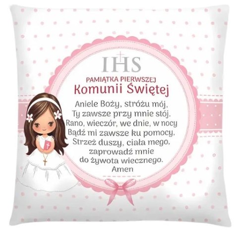 Poduszka Pamiątka I KOMUNII Świętej - Dziewczynka Różowa 3335-KOM3 Poduszka Pamiątka I KOMUNII Świętej - Dziewczynka Różowa 3335-KOM3