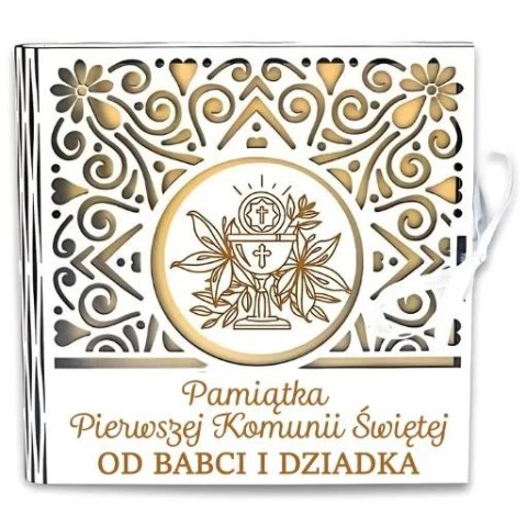 Pudełko na pieniądze kwadrat KOMUNIA - od BABCI i DZIADKA - Ażur 308A-KOM1Z-BD Pudełko na pieniądze kwadrat KOMUNIA - od BABCI i DZIADKA - Ażur 308A-KOM1Z-BD