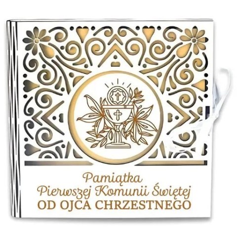 Pudełko na pieniądze kwadrat KOMUNIA - od OJCA CHRZESTNEGO - Ażur 3308A-KOM1Z-OC Pudełko na pieniądze kwadrat KOMUNIA - od OJCA CHRZESTNEGO - Ażur 3308A-KOM1Z-OC