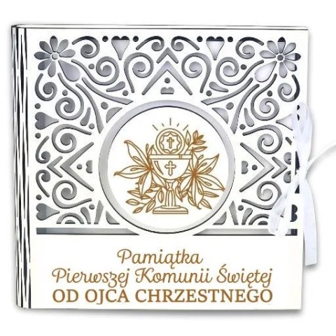 Pudełko na pieniądze kwadrat KOMUNIA - od OJCA CHRZESTNEGO - Ażur 3308A-KOM2N-OC Pudełko na pieniądze kwadrat KOMUNIA - od OJCA CHRZESTNEGO - Ażur 3308A-KOM2N-OC