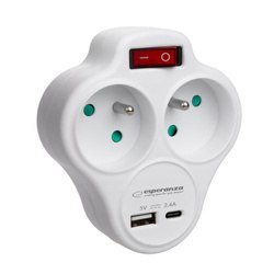 Rozgałęźnik elektryczny z wyłącznikiem 2 gniazda z ładowarką USB-C/USB-A ELK311W Rozgałęźnik elektryczny z wyłącznikiem 2 gniazda z ładowarką USB-C/USB-A ELK311W