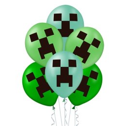 Zestaw Balonów zielonych Minecraft, 30cm, 12 szt. PartyPal