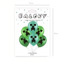 Zestaw Balonów zielonych Minecraft, 30cm, 12 szt. PartyPal