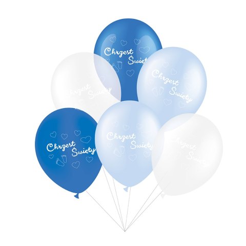 Zestaw balonów lateksowych, Chrzest Święty, Niebieskie, 6 szt. PartyPal Zestaw balonów lateksowych, Chrzest Święty, Niebieskie, 6 szt. PartyPal