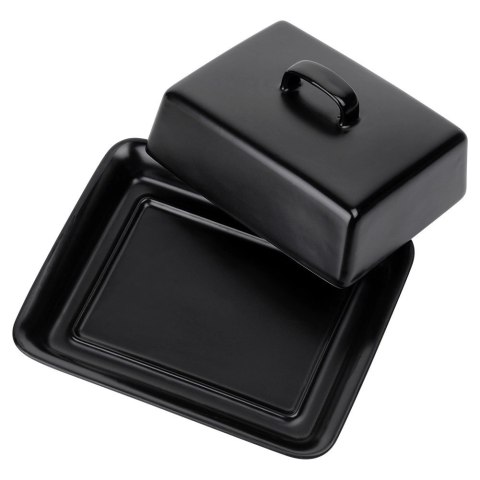 Ceramiczna Maselniczka Czarna z Pokrywką Pojemnik na Masło VILDE 16x13 cm Ceramiczna Maselniczka Czarna z Pokrywką Pojemnik na Masło VILDE 16x13 cm