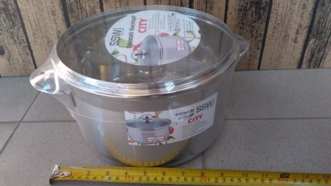 Garnek 6,1l ze stali nierdzewnej + szklana pokrywka fi-24 CITY Garnek 6,1l ze stali nierdzewnej + szklana pokrywka fi-24 CITY