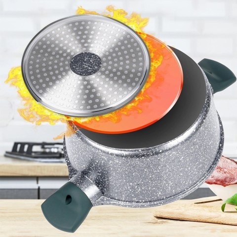 Garnek Granitowy z Pokrywką Gaz Indukcja NAVA 20 cm 2,4 L Garnek Granitowy z Pokrywką Gaz Indukcja NAVA 20 cm 2,4 L