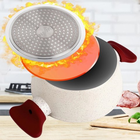 Garnek Granitowy ze Szklaną Pokrywką Gaz Indukcja NAVA 20 cm 2,2 L Garnek Granitowy ze Szklaną Pokrywką Gaz Indukcja NAVA 20 cm 2,2 L
