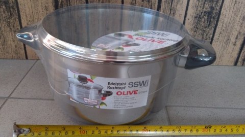 Garnek nierdzewny ze szklaną pokrywką 24cm 6,1l OLIVE Garnek nierdzewny ze szklaną pokrywką 24cm 6,1l OLIVE