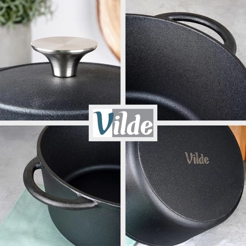 Garnek z Pokrywką Żeliwny Gaz Indukcja Solidny VILDE 26 cm 5 L Garnek z Pokrywką Żeliwny Gaz Indukcja Solidny VILDE 26 cm 5 L