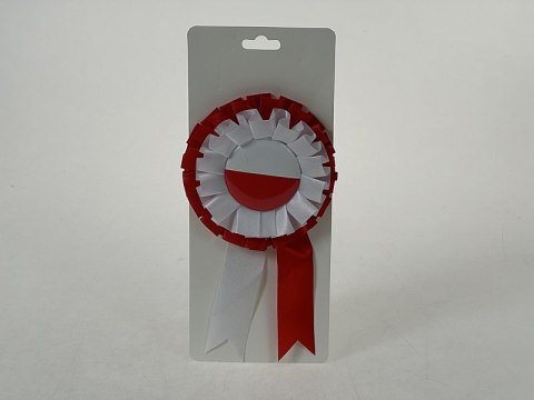 Kotylion biało czerwony Polska 12szt. śred. 8,5cm Kotylion biało czerwony Polska 12szt. śred. 8,5cm