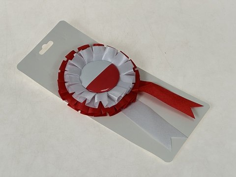 Kotylion biało czerwony Polska 12szt. śred. 8,5cm Kotylion biało czerwony Polska 12szt. śred. 8,5cm