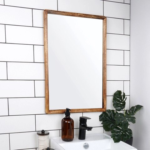 Lustro Ścienne Drewniane Prostokątne Wiszące Dekoracyjne VILDE 40 x 60 cm Lustro Ścienne Drewniane Prostokątne Wiszące Dekoracyjne VILDE 40 x 60 cm