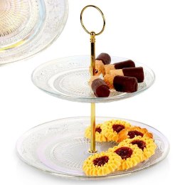 Patera Dekoracyjny Szklana 2-Piętrowa Stojak na Ciasto Przekąski ORION 24cm