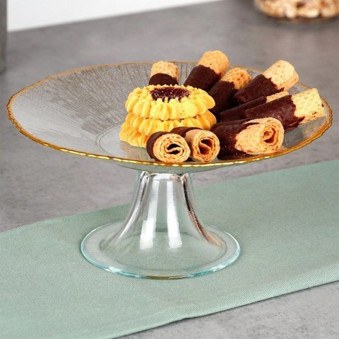 Patera na Nóżce Szklana Dekoracyjna na Tort Ciasta Ciasteczka ORION 21 cm Patera na Nóżce Szklana Dekoracyjna na Tort Ciasta Ciasteczka ORION 21 cm