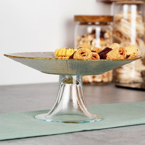 Patera na Nóżce Szklana Dekoracyjna na Tort Ciasta Ciasteczka ORION 21 cm Patera na Nóżce Szklana Dekoracyjna na Tort Ciasta Ciasteczka ORION 21 cm