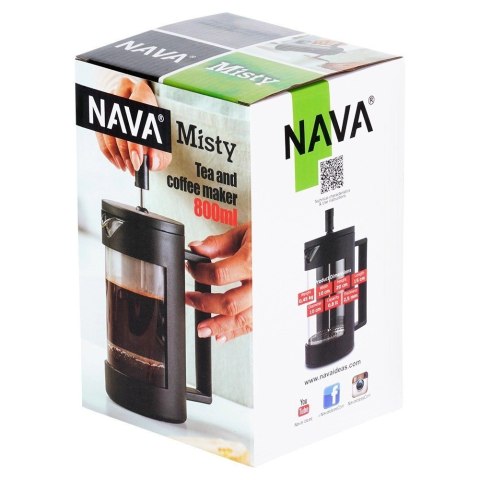 Pojemny Zaparzacz Szklany do Kawy Herbaty Tłokowy Dzbanek NAVA 800 ml Pojemny Zaparzacz Szklany do Kawy Herbaty Tłokowy Dzbanek NAVA 800 ml