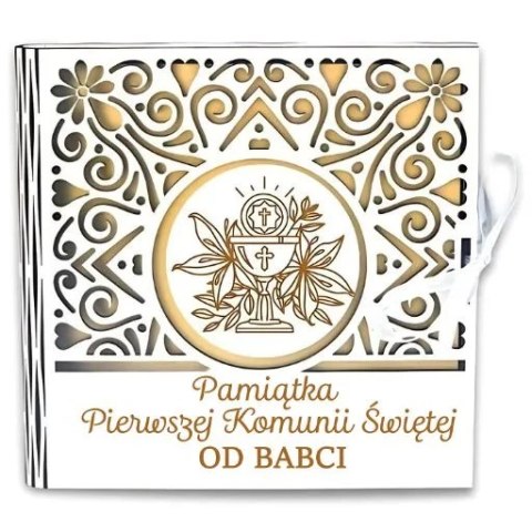 Pudełko na pieniądze kwadrat KOMUNIA - od BABCI - Ażur 3308A-KOM1Z-B Pudełko na pieniądze kwadrat KOMUNIA - od BABCI - Ażur 3308A-KOM1Z-B