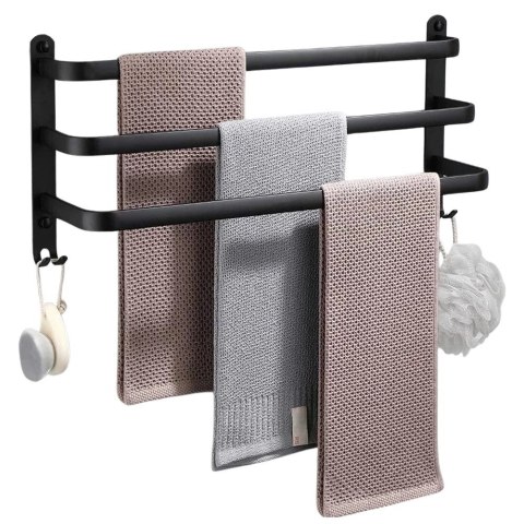 Wieszak na ręczniki aluminiowy czarny 40 cm Wieszak na ręczniki aluminiowy czarny 40 cm
