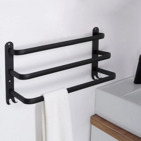 Wieszak na ręczniki aluminiowy czarny 40 cm Wieszak na ręczniki aluminiowy czarny 40 cm