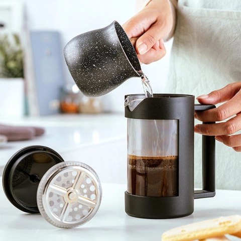 Zaparzacz do Kawy Herbaty Ziół Tłokowy Szklany Dzbanek Czarny NAVA 350 ml Zaparzacz do Kawy Herbaty Ziół Tłokowy Szklany Dzbanek Czarny NAVA 350 ml