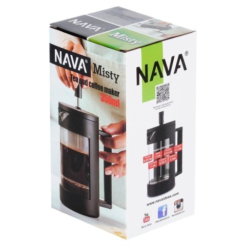 Zaparzacz do Kawy Herbaty Ziół Tłokowy Szklany Dzbanek Czarny NAVA 350 ml Zaparzacz do Kawy Herbaty Ziół Tłokowy Szklany Dzbanek Czarny NAVA 350 ml