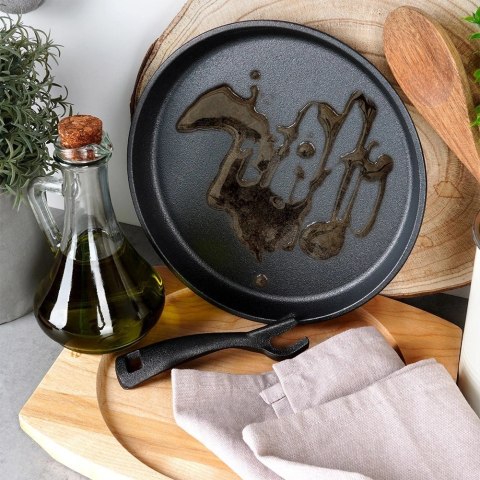 Żeliwna Patelnia do Smażenia Grillowania z Deską do Serwowania VILDE 22 cm Żeliwna Patelnia do Smażenia Grillowania z Deską do Serwowania VILDE 22 cm