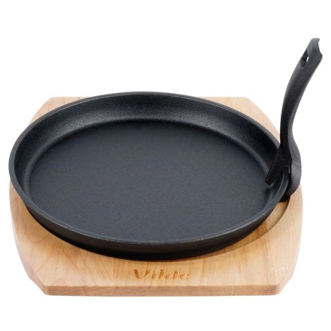 Żeliwna Patelnia do Smażenia Grillowania z Deską do Serwowania VILDE 22 cm Żeliwna Patelnia do Smażenia Grillowania z Deską do Serwowania VILDE 22 cm