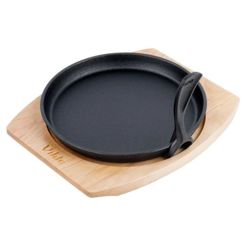 Żeliwna Patelnia do Smażenia Grillowania z Deską do Serwowania VILDE 22 cm Żeliwna Patelnia do Smażenia Grillowania z Deską do Serwowania VILDE 22 cm