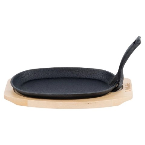 Żeliwna Patelnia do Smażenia Pieczenia z Deską do Serwowania VILDE 24x14 cm Żeliwna Patelnia do Smażenia Pieczenia z Deską do Serwowania VILDE 24x14 cm