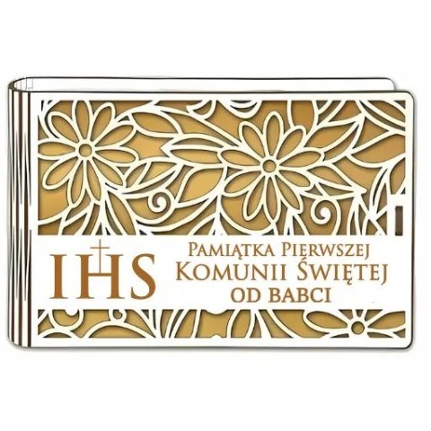 Pudełko na pieniądze banknotówka KOMUNIA - od BABCI - Ażur 3302A-KOM2Z-B Pudełko na pieniądze banknotówka KOMUNIA - od BABCI - Ażur 3302A-KOM2Z-B