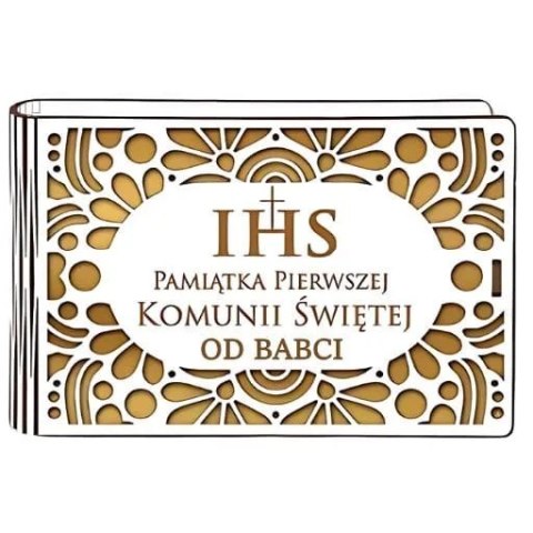 Pudełko na pieniądze banknotówka KOMUNIA - od BABCI - Ażur 3302A-KOM3Z-B Pudełko na pieniądze banknotówka KOMUNIA - od BABCI - Ażur 3302A-KOM3Z-B