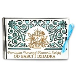 Pudełko na pieniądze banknotówka KOMUNIA - od BABCI i DZIADKA - Ażur 3302A-KOM1N-BD