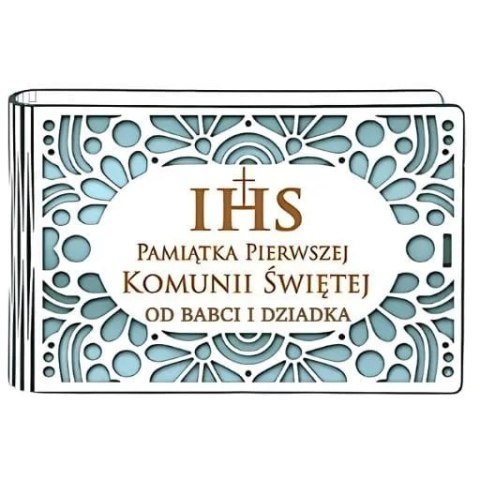 Pudełko na pieniądze banknotówka KOMUNIA - od BABCI i DZIADKA - Ażur 3302A-KOM3N-BD Pudełko na pieniądze banknotówka KOMUNIA - od BABCI i DZIADKA - Ażur 3302A-KOM3N-BD