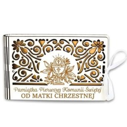 Pudełko na pieniądze banknotówka KOMUNIA - od MATKI CHRZESTNEJ - Ażur 3302A-KOM1Z-MC