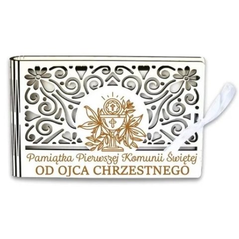 Pudełko na pieniądze banknotówka KOMUNIA - od OJCA CHRZESTNEGO - Ażur 3302A-KOM1B-OC Pudełko na pieniądze banknotówka KOMUNIA - od OJCA CHRZESTNEGO - Ażur 3302A-KOM1B-OC