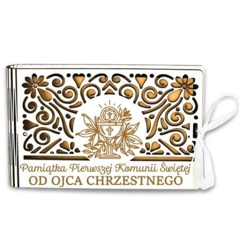 Pudełko na pieniądze banknotówka KOMUNIA - od OJCA CHRZESTNEGO - Ażur 3302A-KOM1Z-OC Pudełko na pieniądze banknotówka KOMUNIA - od OJCA CHRZESTNEGO - Ażur 3302A-KOM1Z-OC